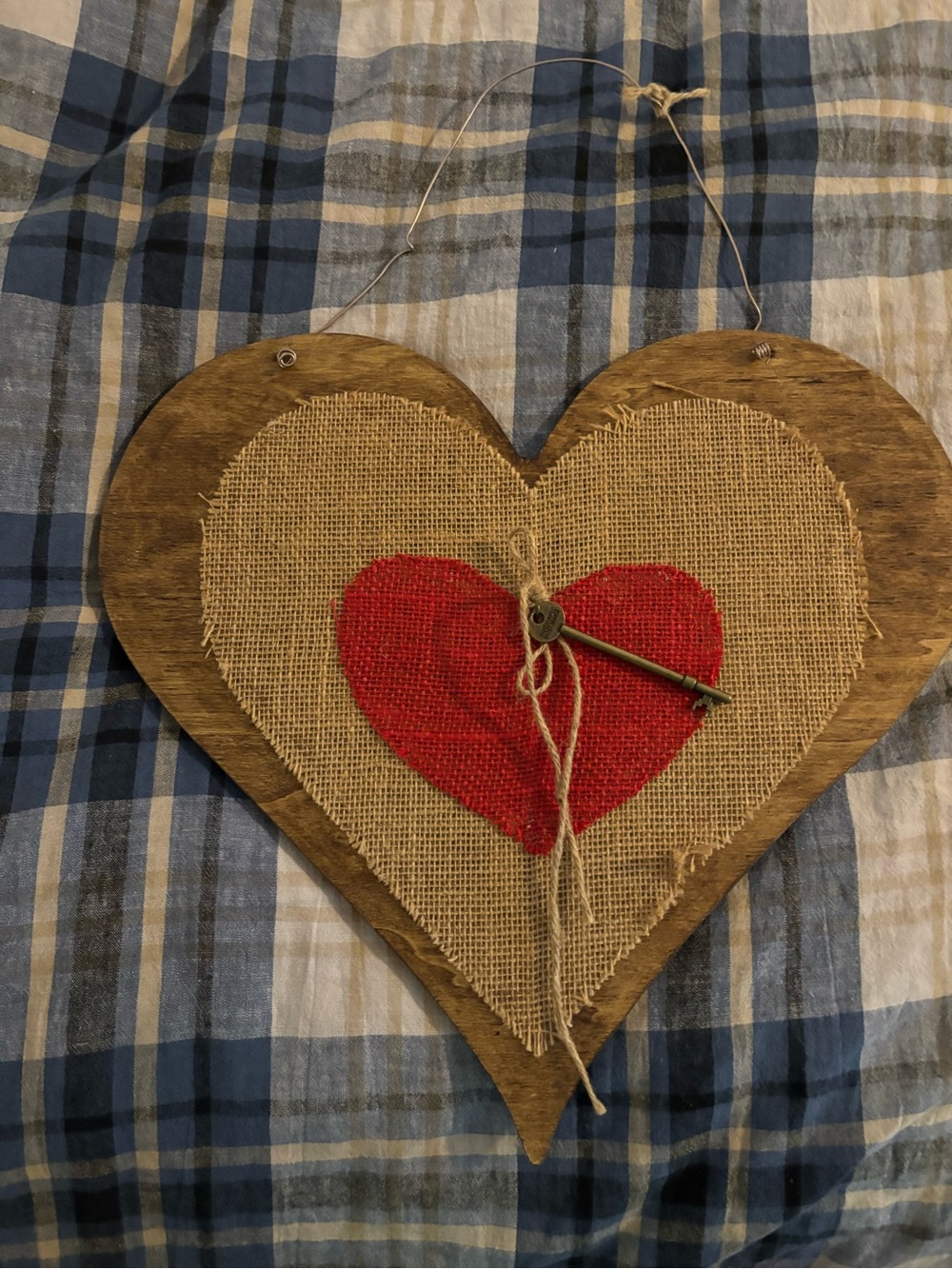 Rustic Heart Wall Hanging with Red Burlap Heart